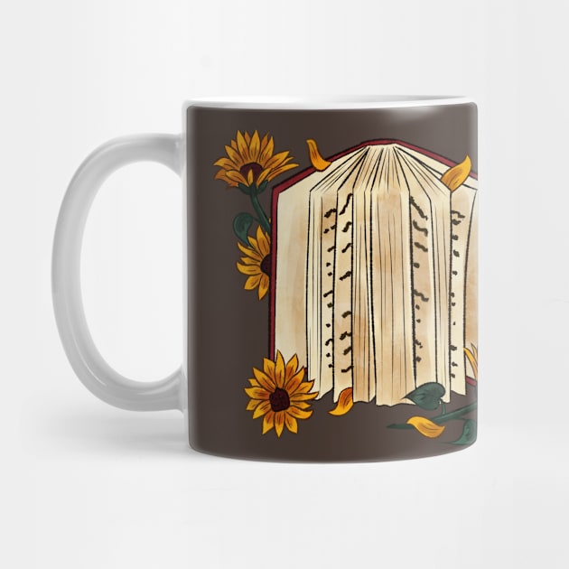 Vintage book and sunflowers by Doya